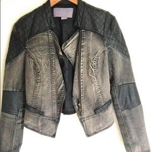 ROCKSTAR Faux leather-jean jacket
